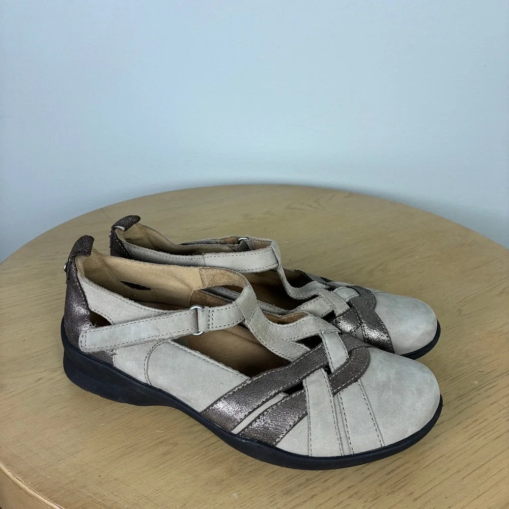 Earth Ocelot Woven Leather Mary Jane Shoes Women's 7.5 D Metallic Fisherman